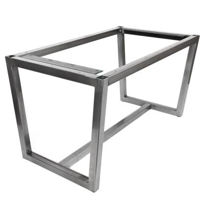 China Modern Simple Style Brushed Stainless Steel Trapezoid Square Tube Table Legs Desk Corner Metal Dining Restaurant Base Table Frame for sale