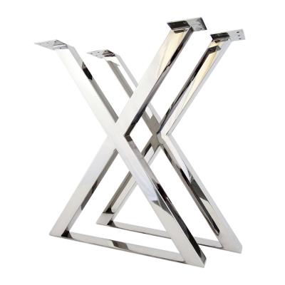 China Modern Table Legs Heavy Duty Modern Frame X Shape Square Office Restaurant Bench Office Metal Cafe Dining Stainless Steel Table Legs for sale