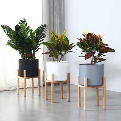 China Nordic Home Modern Style Artificial Cheap Indoor Wholesale Flower Pot Plant Plastic Wooden Flower Pot And Planters for sale