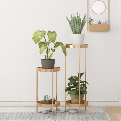 China Europe Flower Stand Ladder 2 Tier 3 Wedding Rack Indoor Metal Shelf Iron Gold Tall Display Designs Planter Pot Flower Plant Stand for sale