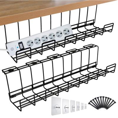 China Under Desk Cable Management Tray Cable Organize Folding Home Computer Metal Box Strip Brackets Tie Grids Under Desk Tray Cable Management Organize for sale