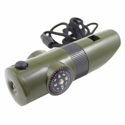 China 7in1 Multifunction Outdoor Camping Survival Compass Whistle With Led Flashlight OKS001 for sale