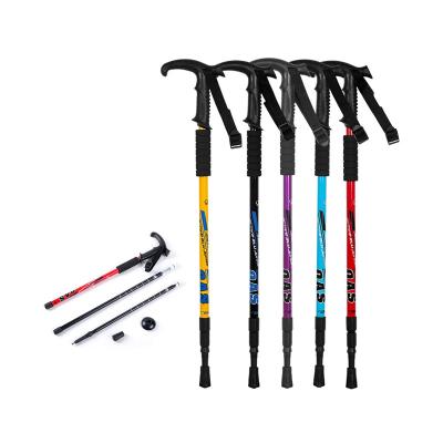 China Outdoor Camping Hiking Outdoor Aluminum Trekking Pole Retractable Lightweight Traveling Walking Stick for sale