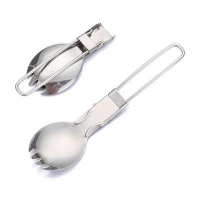 China Stainless Steel Spoon Cutlery Foldable Foldable Camping Spoon Portable Folding Outdoor Fork for sale