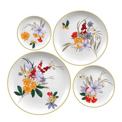 China Sustainable Wholesale Christmas Tableware Sets Decorative Porcelain Dinnerware Set Ceramic Dinnerware Dishes For Restaurant for sale