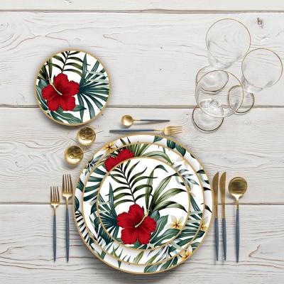 China Sustainable Hand Painted Dinner Plates Plants Flowers Supplying Tableware Set Porcelain for sale