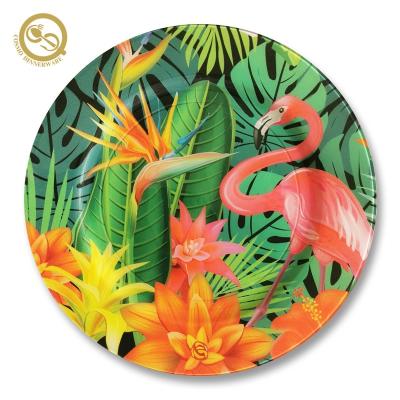 China 2021 New Design Christmas Charger Plates Viable Wholesale Plastic Toucan Decoration Plastic Dish For Wedding Hotel for sale