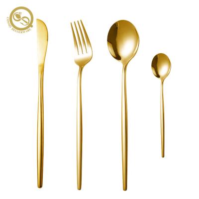 China Sustainable Luxury Eco Friendly 4 Pcs Set Gold Flatware Knife Fork Spoon Set On Sale for sale