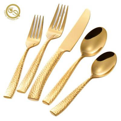 China Sustainable Hot Selling Luxury 5pcs Stainless Steel Christmas Steak Knife and Fork Set for sale