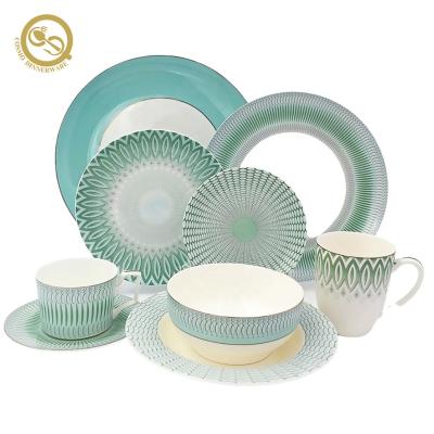 China Viable Large Technique Bone China Dinner Set Ceramic Dinnerware Dish Bulk Dishes for sale