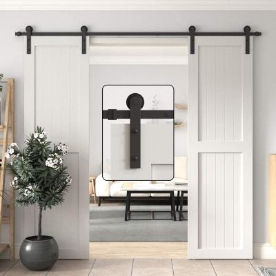 China Modern Interior Fire Protection Carbon Steel Wood Sliding Barn Door Rollers Double Door Hardware for sale