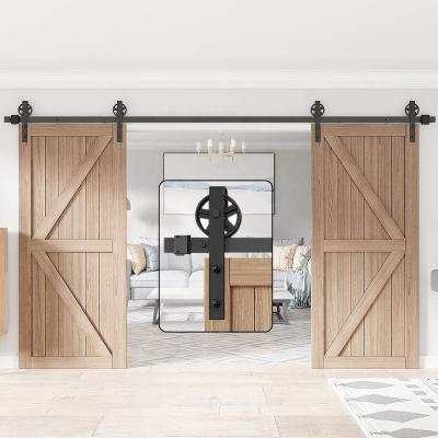 China Modern Interior Large Fire Protection Roller Carbon Steel Wood Sliding Barn Door Rollers Double Door Hardware for sale