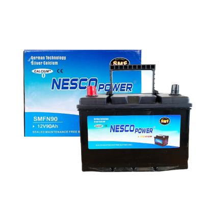 China Nesco Power Electric Car Battery 90Ah 12V Car Battery Terminal CAR Good Quality Low Cost for sale