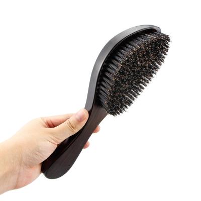 China Wholesale Custom Logo Boar Wood Long Handled Bristle Round Curved Wave Hair Brush Wooden Hair Brush for sale