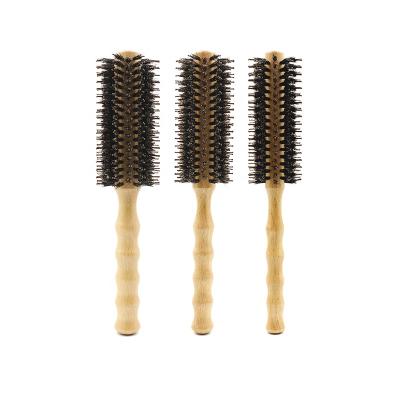 China 1PC Hair Brush Waterproof Bamboo Round Hair Brush For Women Curling Boar Bristle Hair Brush for sale