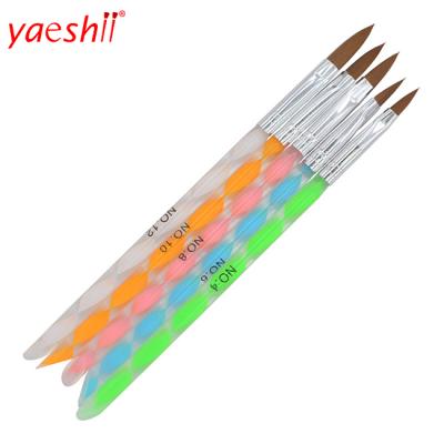 China Yaeshii 5 Pcs Nylon Nail Art Brush Fashion Cheapest Acrylic Handle Nail Art Nail Set Brush Fashion for sale