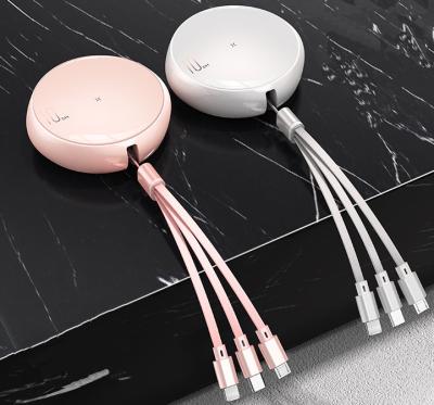 China New Universal Mobile Phone 3 in 1 Multifunctional Gift Custom Retractable Fast Charging Data Cable for sale