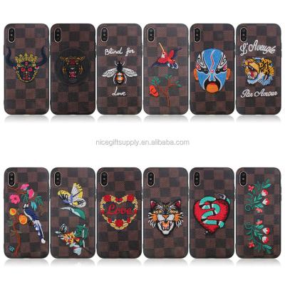 China Floral Embroidery Shell Animal Embroidery Phone Back Cover Phone Case for sale