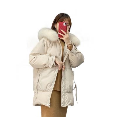 China Fashion New Style Winter Down Jacket Women's Plus Size Mid Length Chunky Pocket Warm Jacket Large for sale