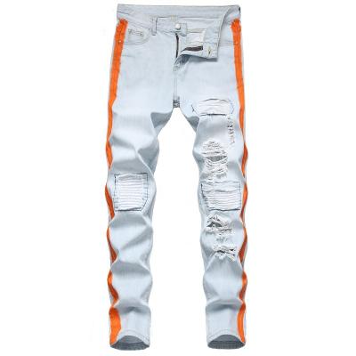 China Breathable men's casual jeans with ripped stickers and hip hop pantsjeans stock lotjeans lotjeans for sale