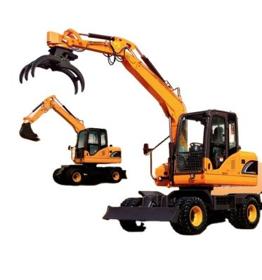 China High Efficiency Low Cost China Small Mini Hydraulic Wheeled Farm Excavator Machine With Rotary Boom For Garden for sale