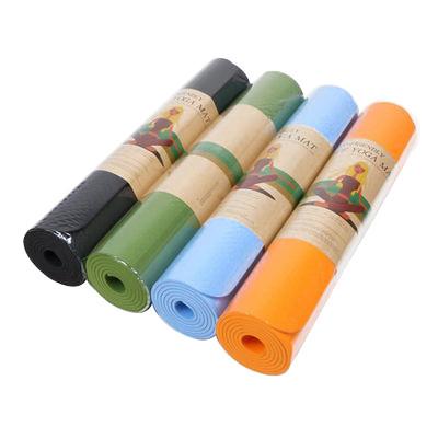 China TPE Yoga Fitness Equipment , Position Line Non Slip Carpet  TPE Yoga Mat 173x61cm for sale