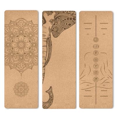 China Natural Cork TPE Printed 4mm Non Slip Home Fitness Pad Gymnastics Pilates Yoga Mat With Bag for sale