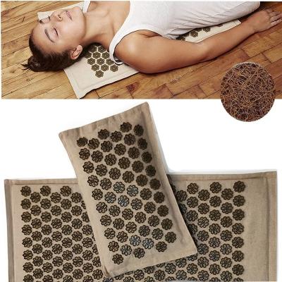 China Organic Linen Acupressure Mat Yoga Meditation Mat With Pillow Increase Blood Flow Neck  Back Pain Relief for sale