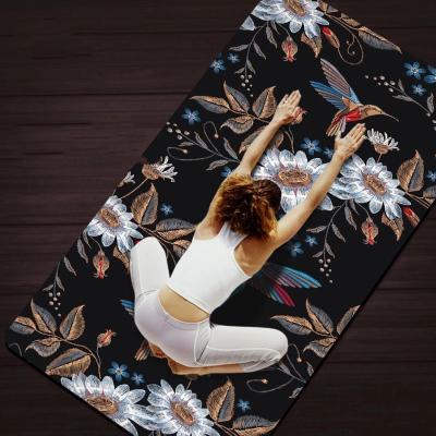 China Eco Friendly Flower Printing Suede Rubber Yoga Mat 6MM Thick For Home Pilates Sport for sale