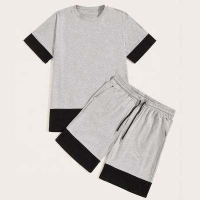 China New DBL Antibacterial Custom Summer Fashion Color Block Shorts And T-Shirt Set Men for sale