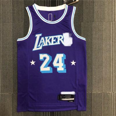 China 2022 breathable 75th season anniversary stitched LOGO Laker Basketball Jersey Kobe Bryant #24 Anthony 7 uniform sports use T-shirts for sale