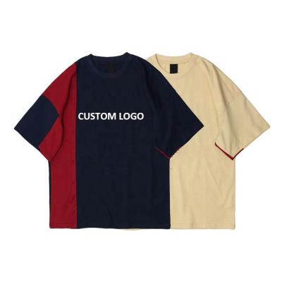 China Custom LOGO Men's Custom LOGO Colorblock T-shirt Drop Shoulder QUICK DRY Customized Over Size Tees for sale