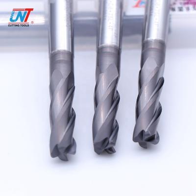 China UNT Solid Carbide 4 Flutes Corner Radius Endmills Cutting Machine / Coated Diamond End Mill Cutters For CNC Router Machine for sale