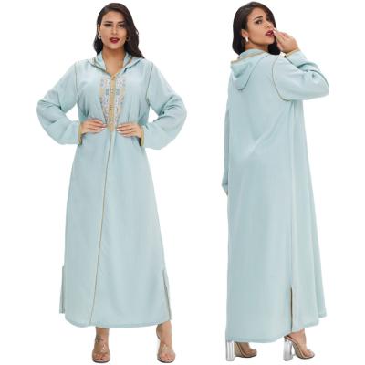 China Middle East Long Sleeve Women's Hoodie Long Sleeve Embroidery Anti-Wrinkle Embroidery Anti-Wrinkle Sale Moroccan Elegant Casual Dress Medium Large Hot Kaftan Dress for sale