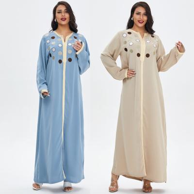 China Long sleeve islamic muslim moroccan kaftan long dress women's polyester anti-static kaftan elegant clothing casual outfits for sale