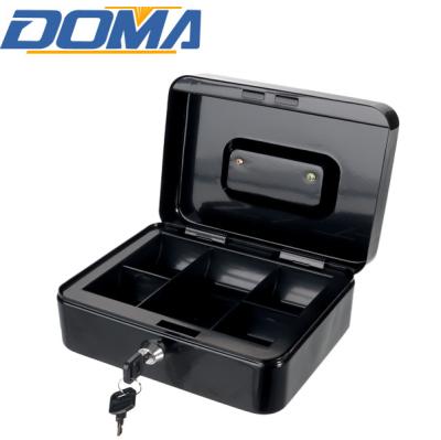 China Bestselling Cold Rolled Metal Steel Portable Cash Safe Box with WITH REMOVABLE COIN TRAY - 16 x 20 x 9 cm for sale