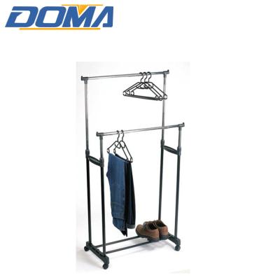 China Eco-friendly Folding Bipolar Clothing Rack Balcony Clothes Drying Rack Garment Dryer Hanger Portable Clothing Rack for sale