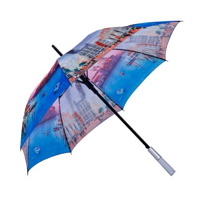 China Wholesale Sun Digital Printing LED Straight Handle Umbrella For Women for sale