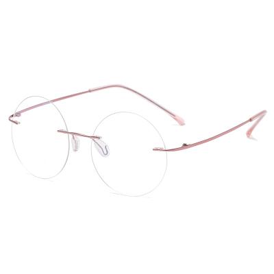 China Retro Porcelain Rimless Glass Frames Naked Oval Titanium Eyewear Shopper 1 Single Read Glass Bottles for sale