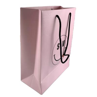 China Recycled Materials Custom Luxury Size And Printing Logo Jewelry Rose Paper Shopping Bags With Handles for sale