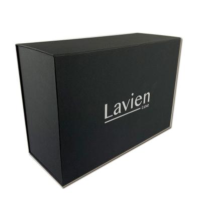 China Luxury Custom Reused Materials Logo Matte Black Paper Folding Magnetic Metallic Foldable Paper Box for sale