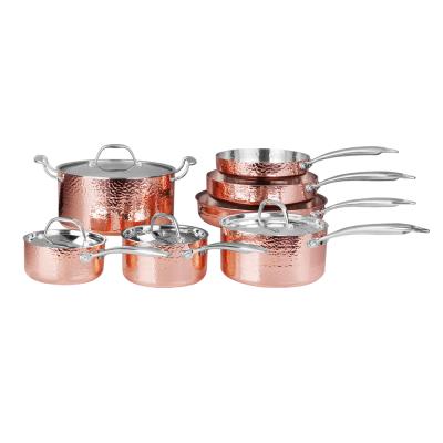 China Triple Sustainable Copper Hammer Eco Cookware Set for sale