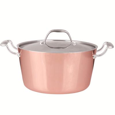 China Triple Sustainable Copper Stock Pot Dutch Oven Cookware Casserole for sale