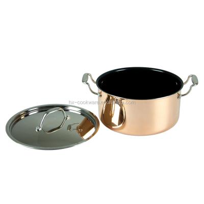 China Sustainable 7.3QT induction saladmaster cookwares cooking pots triple copper cookware pot for sale