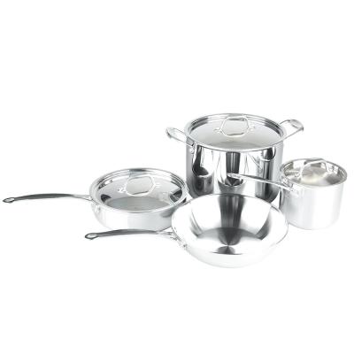 China Sustainable Non-Stick Indian Stainless Steel Cookware Pot Pan Set for sale