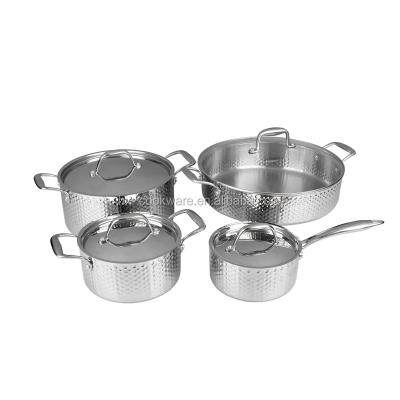 China Triple Sustainable Cookware Stainless Steel Kitchen Utensils Set for sale