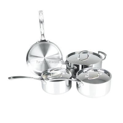 China Triple viable cookware 10 piece stock pots and pans pot cookware set for sale