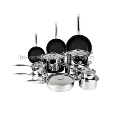 China Triply Cookware Non Stick Stainless Steel Sustainable Set for sale