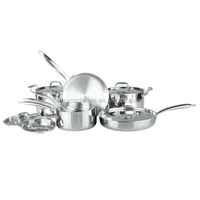 China Triple Sustainable Cookware 7pcs Multi Fold Stainless Steel Cookware Set for sale