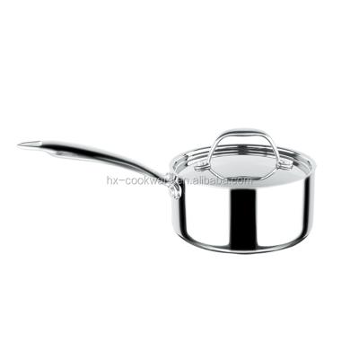 China Triple Sustainable Cookware Factory 16cm Cookware Pot Stainless Steel Sauce Pan With Lid for sale